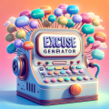 Dall e 2023 11 19 17 28 58 a playful and visually appealing image representing a generator of excuses the scene includes a stylish modern looking machine with buttons and leve