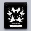 Dall e 2024 05 16 14 47 26 a professional and sleek web interface on a black background featuring an inkblot image in the center resembling a rorschach test there is a button 